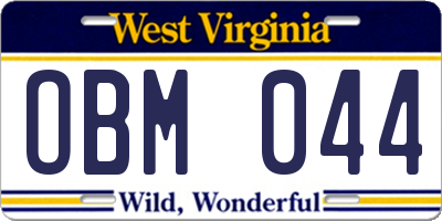 WV license plate OBM044