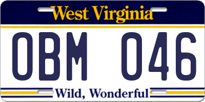 WV license plate OBM046