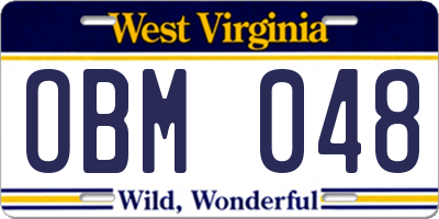 WV license plate OBM048
