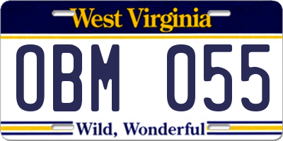 WV license plate OBM055