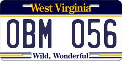 WV license plate OBM056