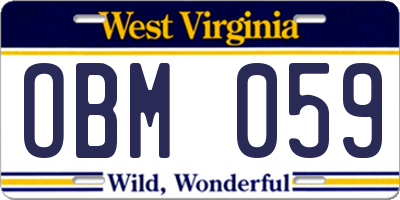 WV license plate OBM059