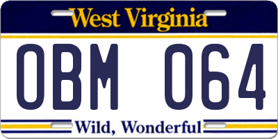 WV license plate OBM064