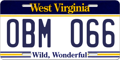 WV license plate OBM066