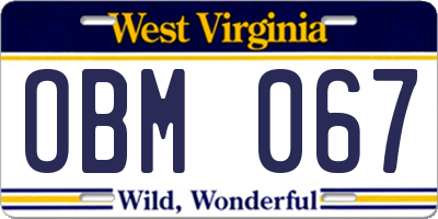 WV license plate OBM067