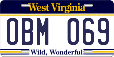 WV license plate OBM069