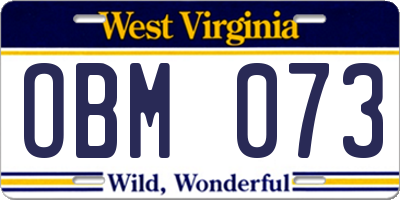 WV license plate OBM073