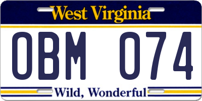 WV license plate OBM074