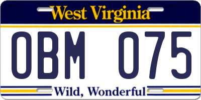 WV license plate OBM075