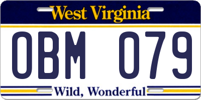 WV license plate OBM079