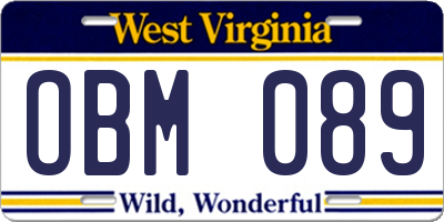 WV license plate OBM089