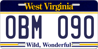 WV license plate OBM090