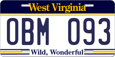 WV license plate OBM093