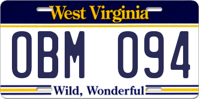 WV license plate OBM094