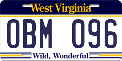 WV license plate OBM096