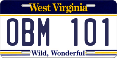 WV license plate OBM101