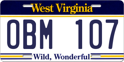 WV license plate OBM107