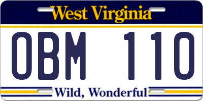 WV license plate OBM110