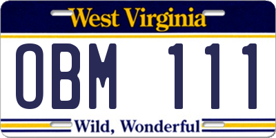 WV license plate OBM111