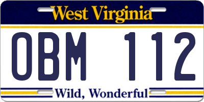 WV license plate OBM112
