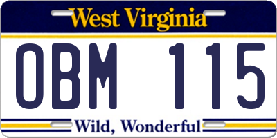 WV license plate OBM115