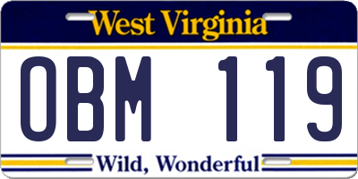 WV license plate OBM119