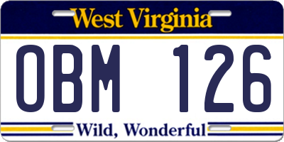 WV license plate OBM126