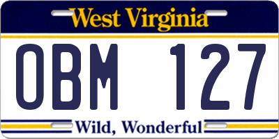 WV license plate OBM127