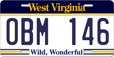 WV license plate OBM146