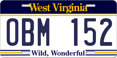 WV license plate OBM152