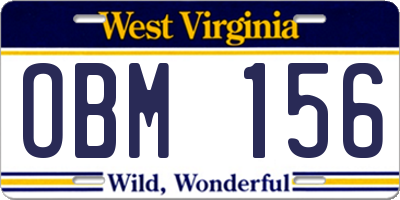 WV license plate OBM156