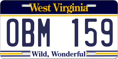 WV license plate OBM159