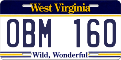 WV license plate OBM160
