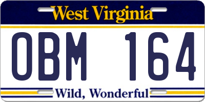 WV license plate OBM164