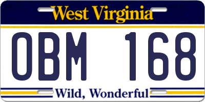 WV license plate OBM168