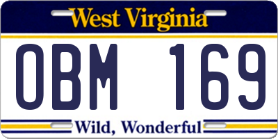 WV license plate OBM169