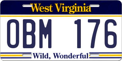 WV license plate OBM176