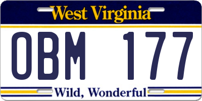 WV license plate OBM177