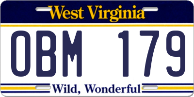 WV license plate OBM179