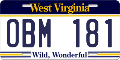 WV license plate OBM181
