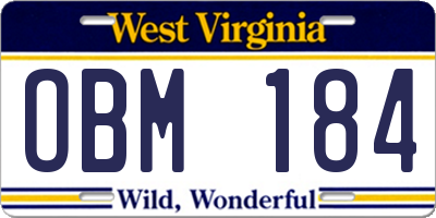 WV license plate OBM184