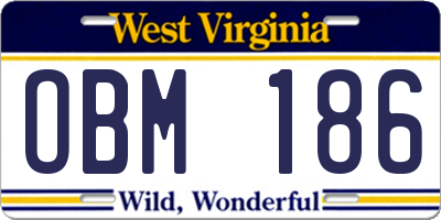 WV license plate OBM186