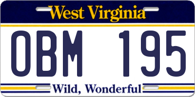 WV license plate OBM195