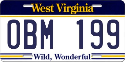 WV license plate OBM199
