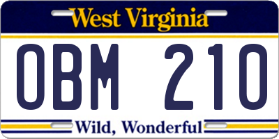 WV license plate OBM210