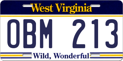 WV license plate OBM213