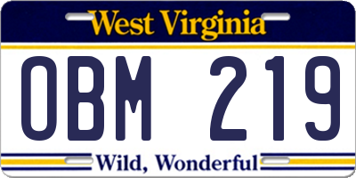 WV license plate OBM219