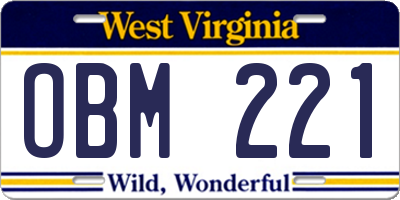 WV license plate OBM221