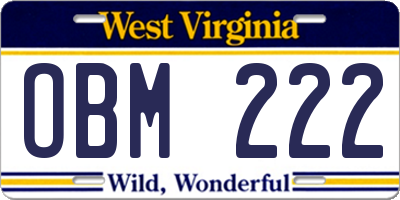 WV license plate OBM222