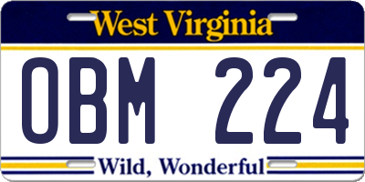 WV license plate OBM224